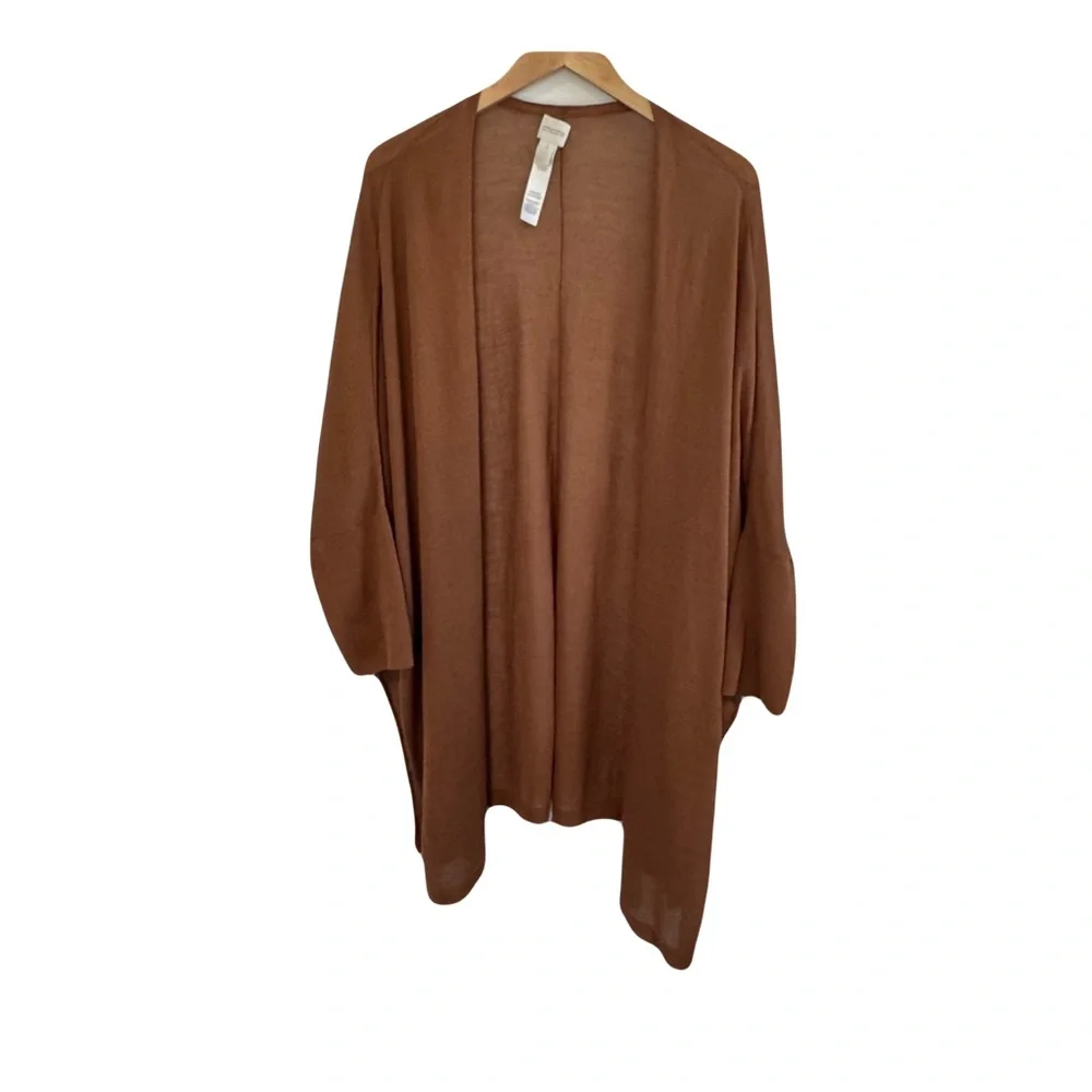 Chico’s Women’s XL Brown Open Front Cardigan Sweater Neutral Minimalist
